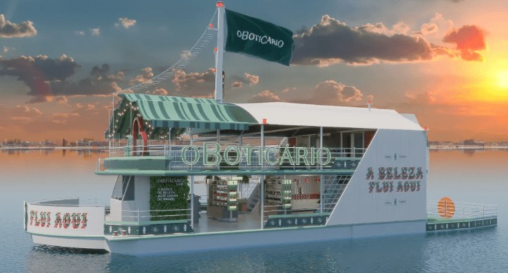 Render do barco-loja no Pará